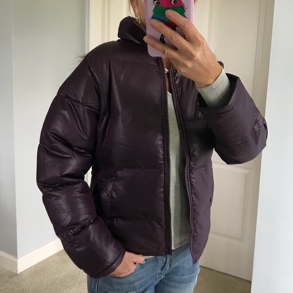 Eggplant Color Hooded Puffer Jacket - Picture 2 of 8